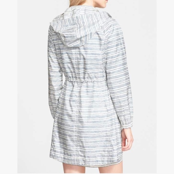 Tory Burch Jackets & Blazers - Tory Burch Liza Blue Stripe Raincoat White Jacket